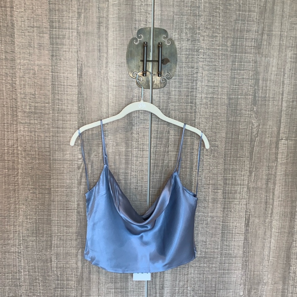 Zara Satin Effect Cowl Neck Crop Top